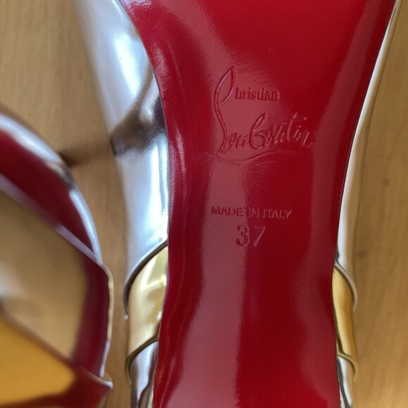 Christian Louboutin Eklectica 85 Gold Silver Specchio Patent Heel Pump - Picture 11 of 13